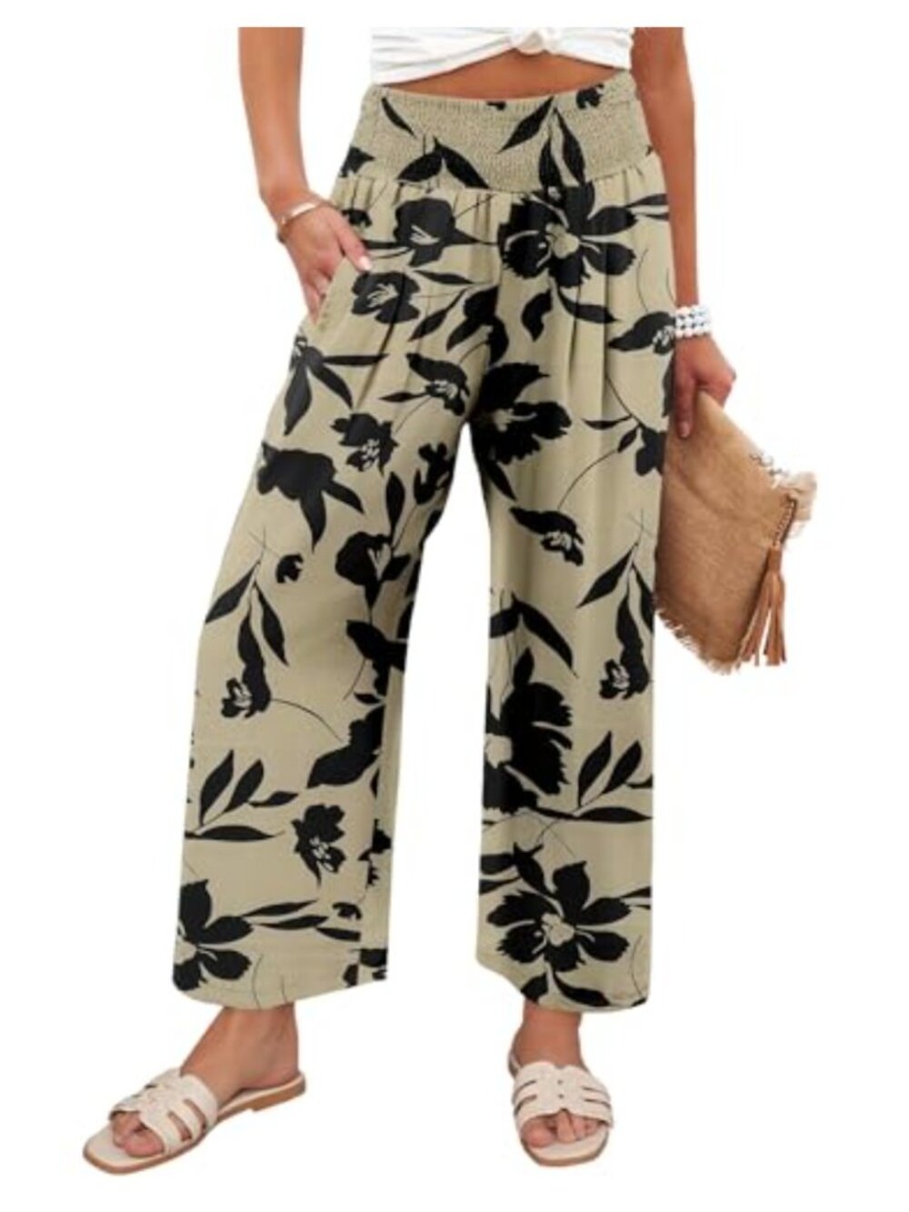 Wide Leg Palazzo Pants High Waisted Flowy Casual Lounge Trousers with Pockets